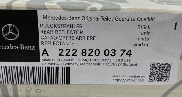 Mercedes-Benz S / Left Reflector / Part Number: A2228200374 - Image 7