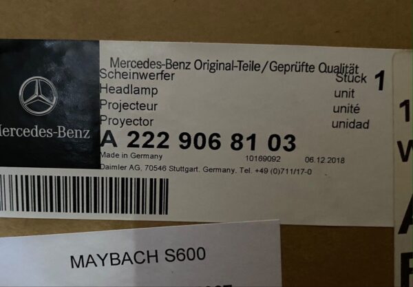 MERCEDES BENZ S KLASSE W222 scheinwerfer LH headlight A2229068103 A2229069002 354740044446 9