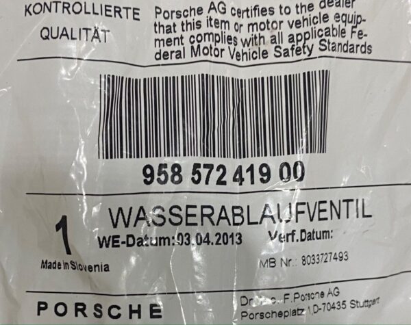 PORSCHE CAYENNE PANAMERA wasserablaufventil water drain valve 95857241900 354470452877 2